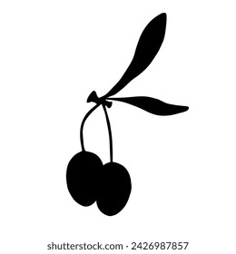 Slouet of berries and olive leaves. Vector graphics.