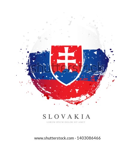 Slovak flag in the form of a large circle. Vector illustration on white background. Brush strokes drawn by hand. Slovakia independence day. Republic Day.