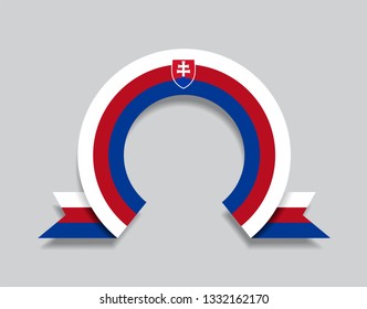 Slovak flag rounded ribbon abstract background. Vector illustration.