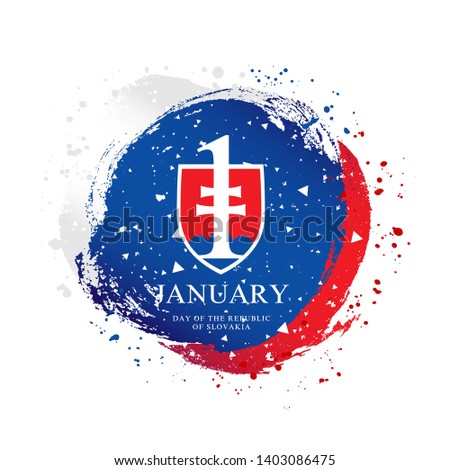 Slovak flag in the shape of a circle. January 1 - Independence Day of Slovakia. Vector illustration on white background. Brush strokes drawn by hand. Republic Day.