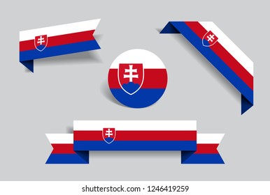 Slovak flag stickers and labels set. Vector illustration.