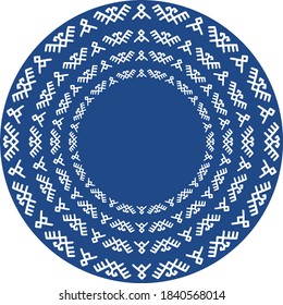 Slovak folklore ornament from Myjava region stylized around circle