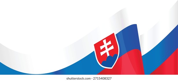 Elementos de diseño de bandera eslovaca y rusa con colores fluidos y escudo.