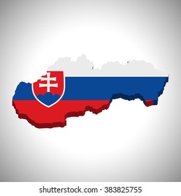 Slovakia - 3D map and flag