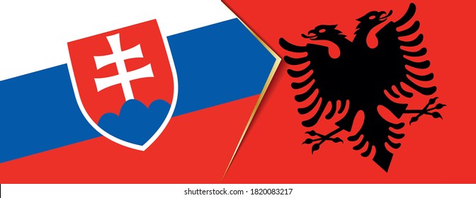 Banderas de Eslovaquia y Albania, dos banderas vectoriales símbolo de relación o enfrentamiento.