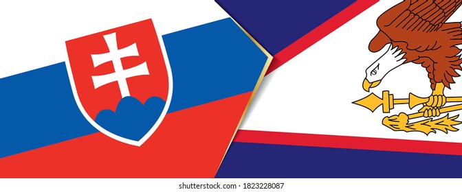 Slovakia and American Samoa flags, two vector flags symbol of relationship or confrontation.