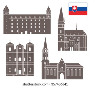 Slovakia architecture set. Abstract buildings on white background