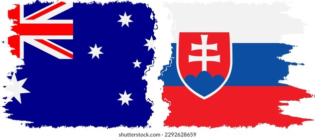 Slovakia and Australia grunge flags connection, vector