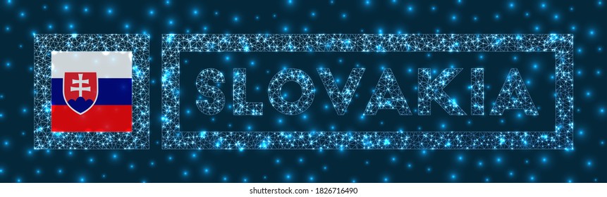 Slovakia badge. Flag of Slovakia in glowing network geometric style. Artistic vector illustration.