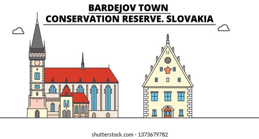 Slovakia , Bardejov Town, Conservation Reserve ,  travel skyline vector illustration. 