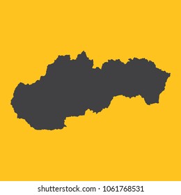 Slovakia black map,border on orange background. Vector illustration.