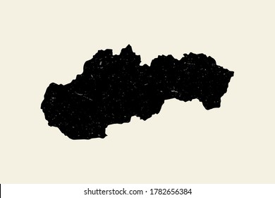 Slovakia Black Vector Textured Map Silhouette.