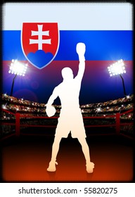 Slovakia Boxing Event with Stadium Background and Flag Original Illustration