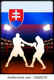 Slovakia Boxing Event with Stadium Background and Flag Original Illustration