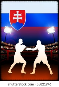 Slovakia Boxing Event with Stadium Background and Flag Original Illustration