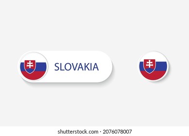 Slovakia button flag in illustration of oval shaped with word of Slovakia. And button flag Slovakia. 