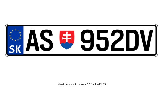 Number Plate Vehicle Registration Plates Slovakia Stock Vector (Royalty ...