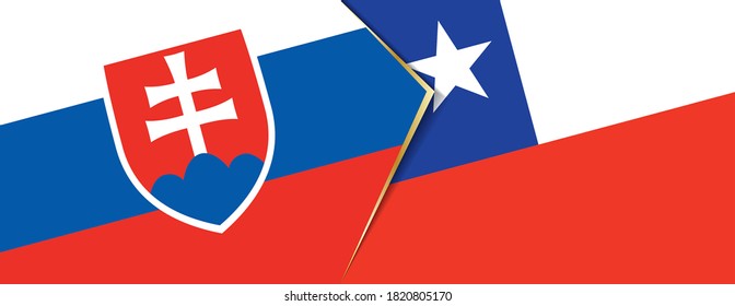 Slovakia and Chile flags, two vector flags symbol of relationship or confrontation.