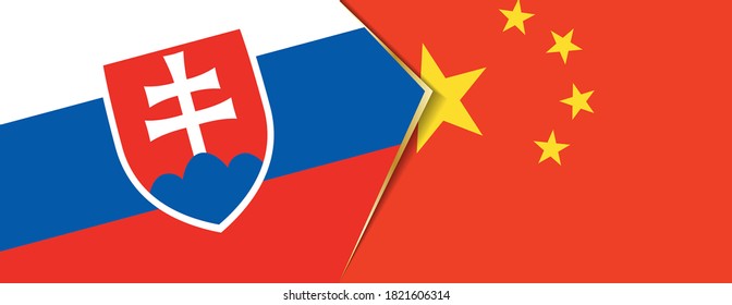 Banderas de Eslovaquia y China, dos banderas vectoriales símbolo de relación o confrontación.