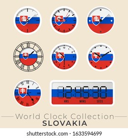 Slovakia clock : Set of national flag clock : Vector Illustration