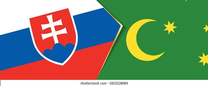 Slovakia and Cocos Islands flags, two vector flags symbol of relationship or confrontation.