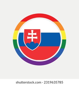 Slovakia country flag circle - lgbt flag graphic element Illustration template design
