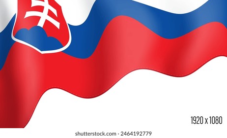 Slovakia country flag realistic independence day background. Slovak commonwealth banner in motion waving, fluttering in wind. Festive patriotic HD format template for independence day