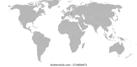 Slovakia country highlighted on world map. Light gray background. Business concepts, diplomatic, trade, travel and economic relations.