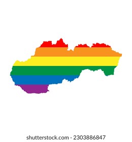 Slovakia country silhouette. Country map silhouette in rainbow colors of LGBT flag.