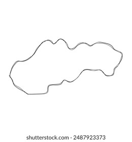 Slovakia country simplified map.Thin triple pencil sketch outline isolated on white background. Simple vector icon