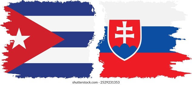 Slovakia and  Cuba grunge flags connection, vector