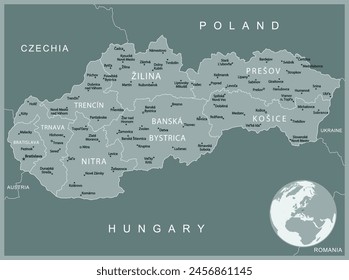 Slovakia - detailed map with administrative divisions country. Vector illustration