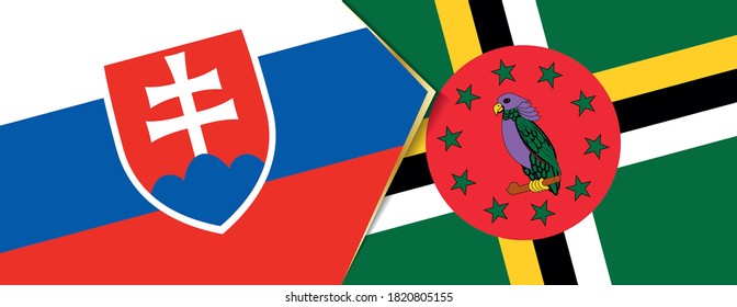 Slovakia and Dominica flags, two vector flags symbol of relationship or confrontation.