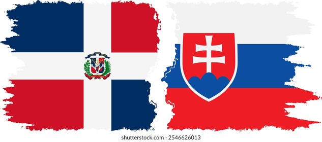 Slovakia and Dominican Republic grunge flags connection, vector