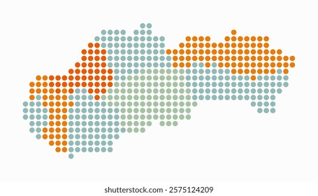 Slovakia dotted map. Digital style map of the country on a white background. Slovakia shape with circle dots. Colored dots style. Large size circles. Amazing vector illustration.