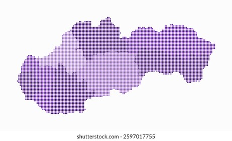 Slovakia dotted map. Digital style map of the country on white background. Slovakia shape with circle dots. Colored dots style. Small size circles. Trending vector illustration.