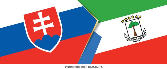 Banderas de Eslovaquia y Guinea Ecuatorial, dos banderas vectoriales símbolo de relación o enfrentamiento.