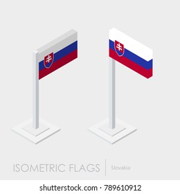 Slovakia flag 3d isometric style