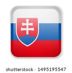 Slovakia Flag. Bright Square Icon. Vector Illustration