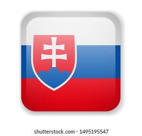 Slovakia Flag. Bright Square Icon. Vector Illustration