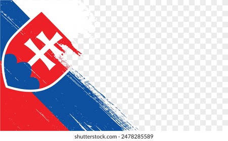 Slovakia flag brush paint textured isolated  on png or transparent background. vector illustration 