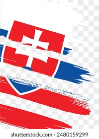Slovakia flag brush paint textured isolated  on png or transparent background. vector illustration 