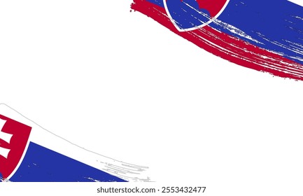 Slovakia Flag with Brush Stroke Effect, Grunge brush stroke. Watercolor painting flag design.