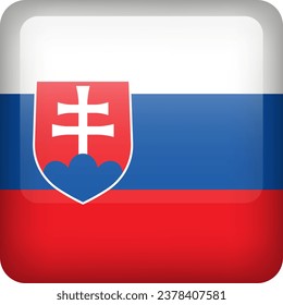 Slovakia flag button. Square emblem of Slovakia. Vector Slovakia flag, symbol. Colors correctly.