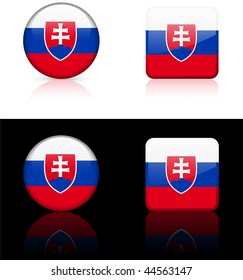 Slovakia Flag Buttons on White and Black Background Original Vector Illustration AI8 Compatible