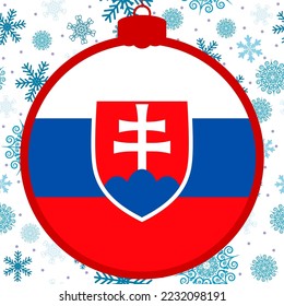 Slovakia flag - Christmas ball. Happy New Year and Merry Christmas card. 