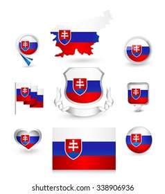 Slovakia Flag Collection. Vector icon set.