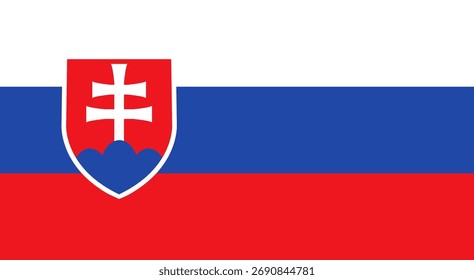 Diseño de la bandera de Eslovaquia. Ilustración vectorial nacional de la bandera de Eslovaquia. Diseño oficial de la bandera de color de Eslovaquia.
