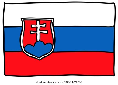 Slovakia flag Doodle Hand drawing sketch simple vector illustration 