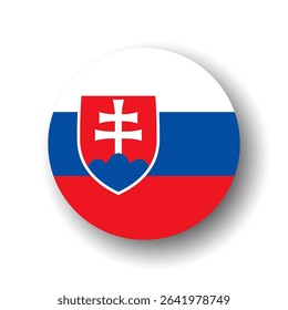 Slovakia flag - flat vector circle icon or badge with dropped shadow.